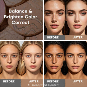 KIMUSE before and after half face showing improved tone and natural radiant finish