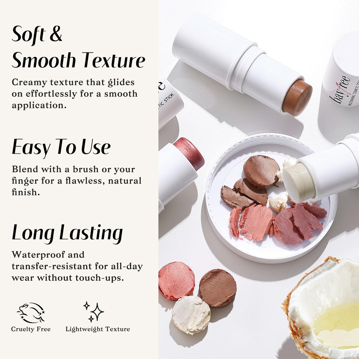 KIMUSE blush stick swatched on skin delivering buildable natural color