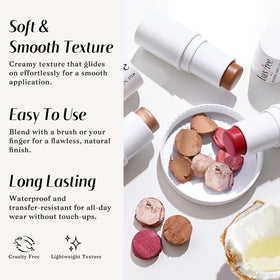 KIMUSE blush stick swiped on skin showing smooth natural flush