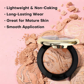 KIMUSE compact open with retractable brush demonstrating easy application and blending