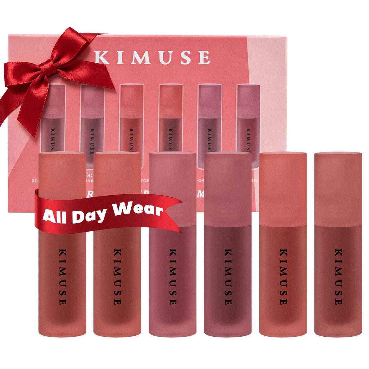 KIMUSE front packaging showing six gloss tubes for versatile gifting
