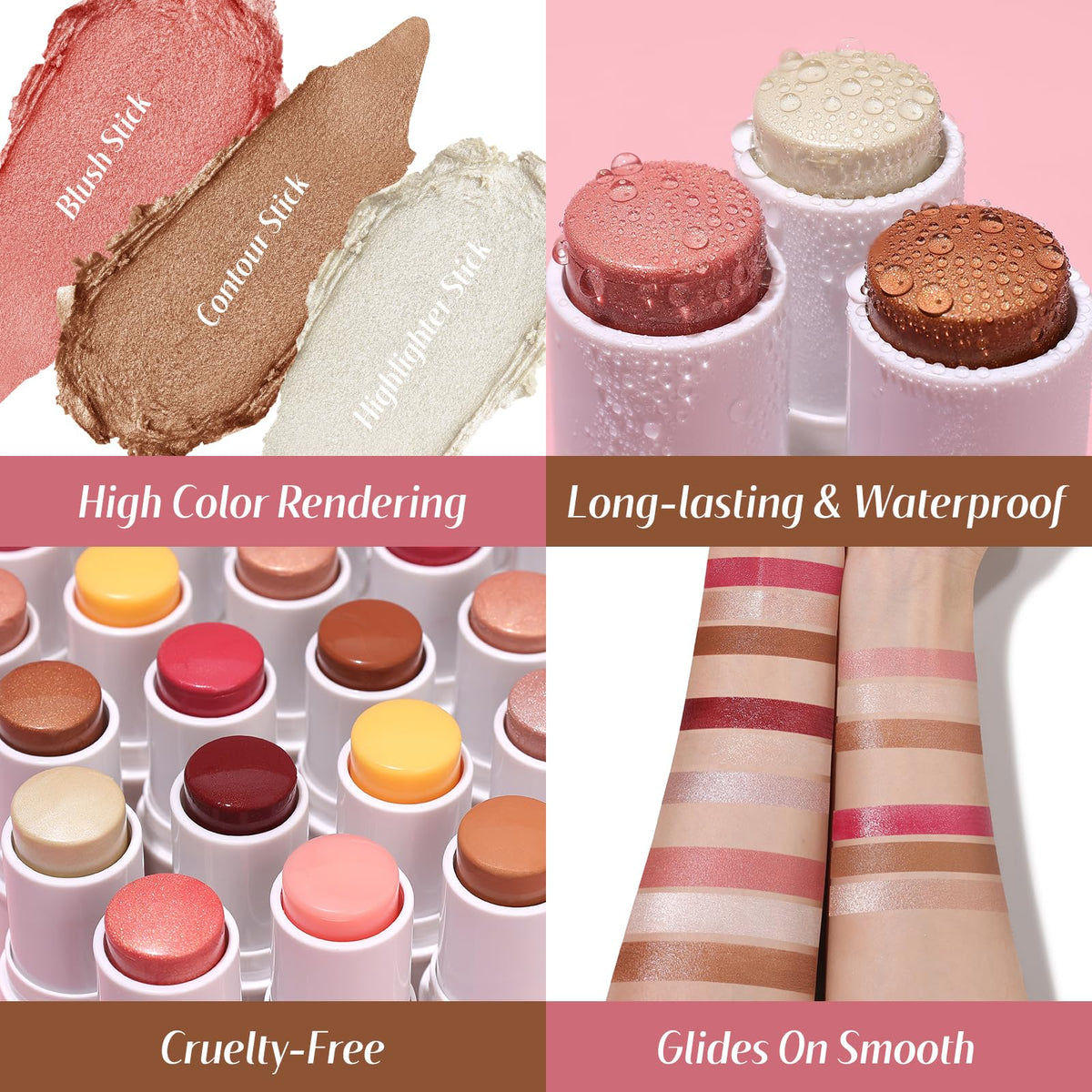 KIMUSE highlighter stick sheen close-up enhancing skin luminosity