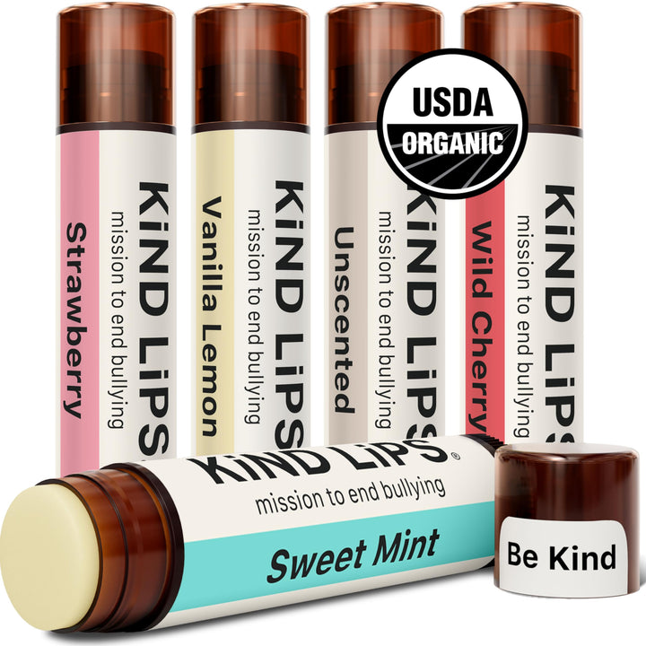 Kind Lips front packaging showing all five balms for convenient gifting