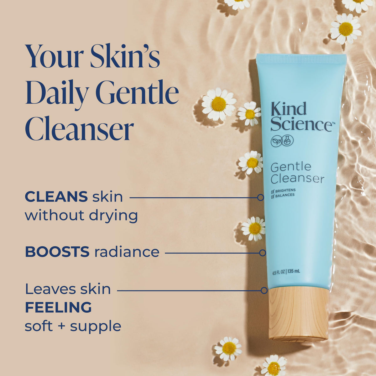 Kind Science creamy texture close-up showing hydrating, silky lather