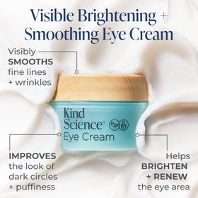 Kind Science eye cream texture close-up displaying lightweight gel-cream for quick absorption