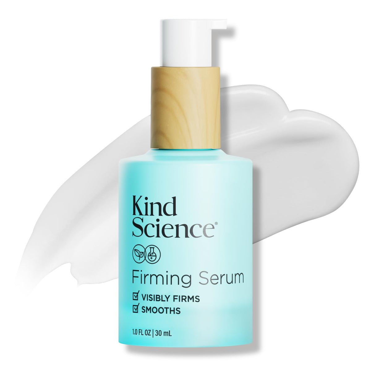 Kind Science bottle front view showing clean design and firming benefits
