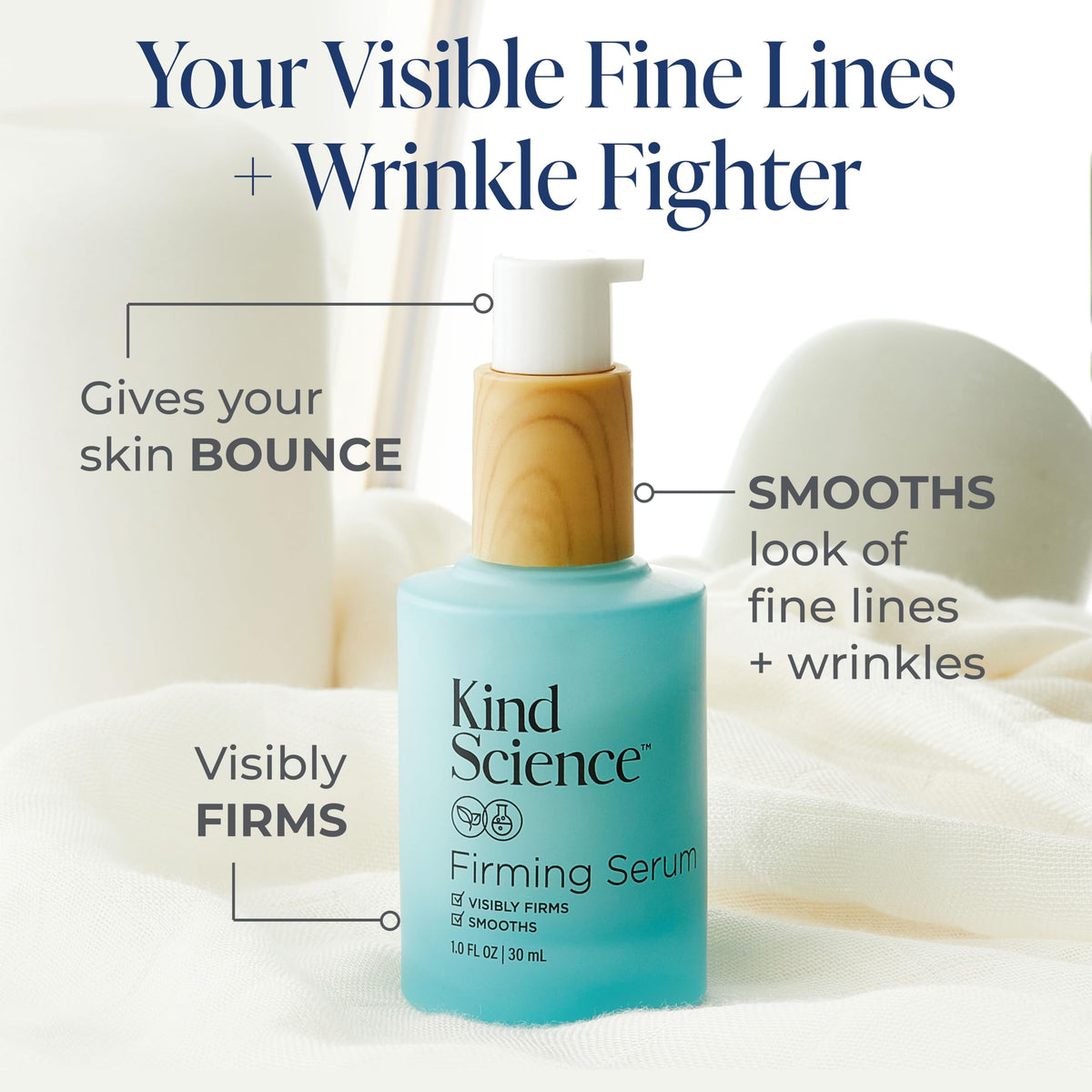 Kind Science pump nozzle close-up for precise, hygienic serum dispensing