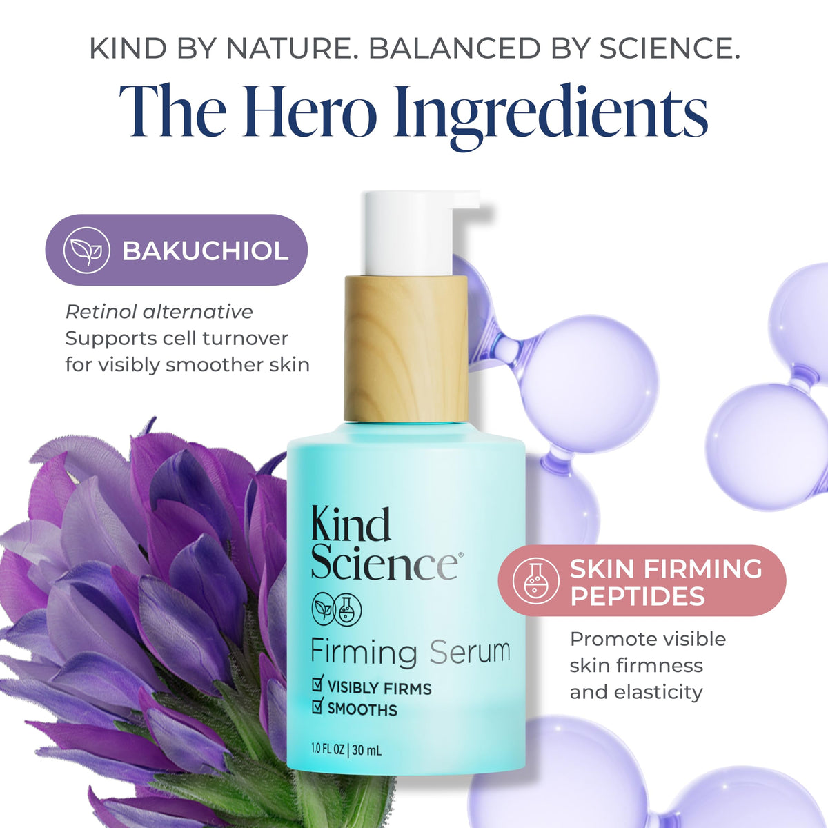 Kind Science serum droplet texture highlighting lightweight, hydrating feel