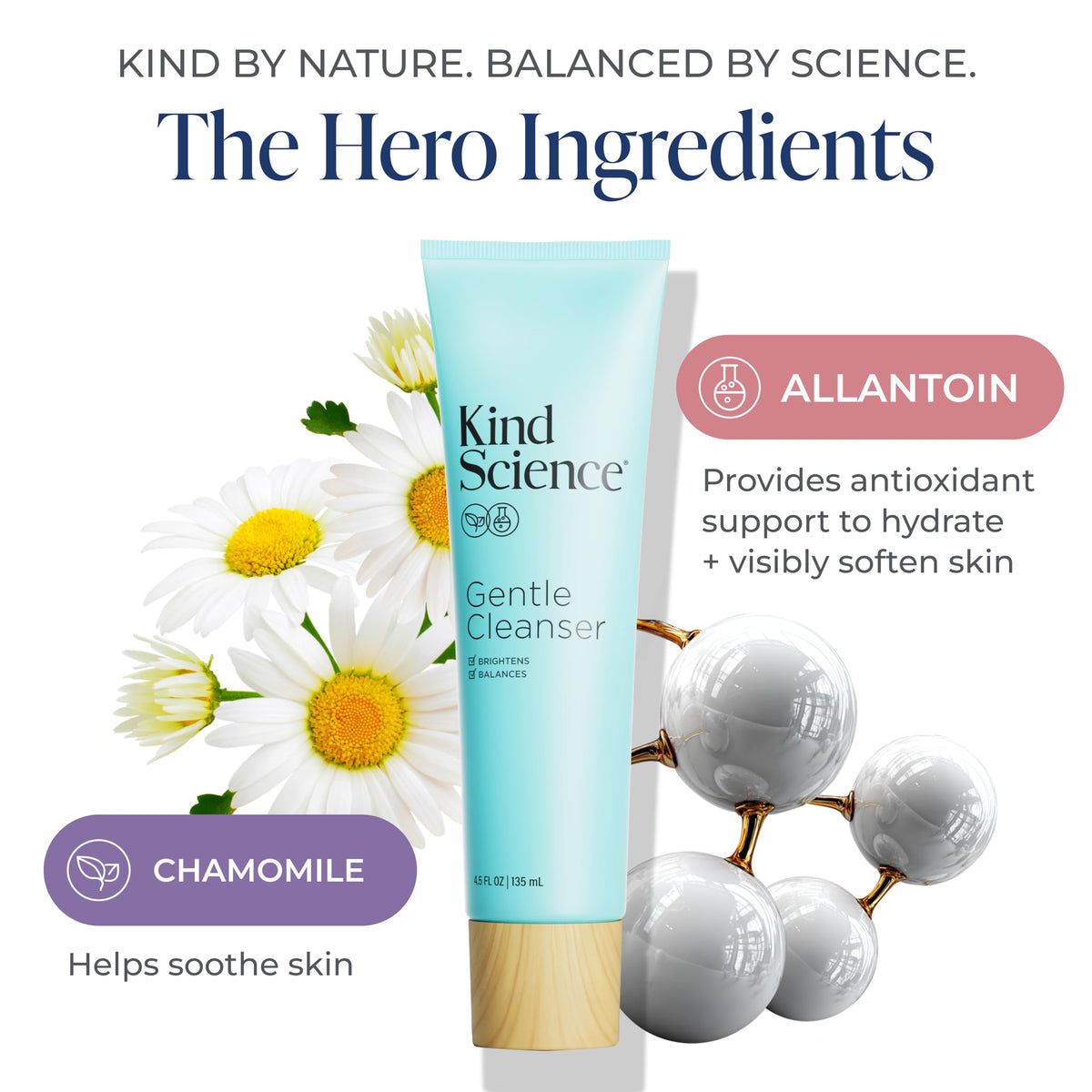 Kind Science pump dispensing cleanser for easy, no-mess application