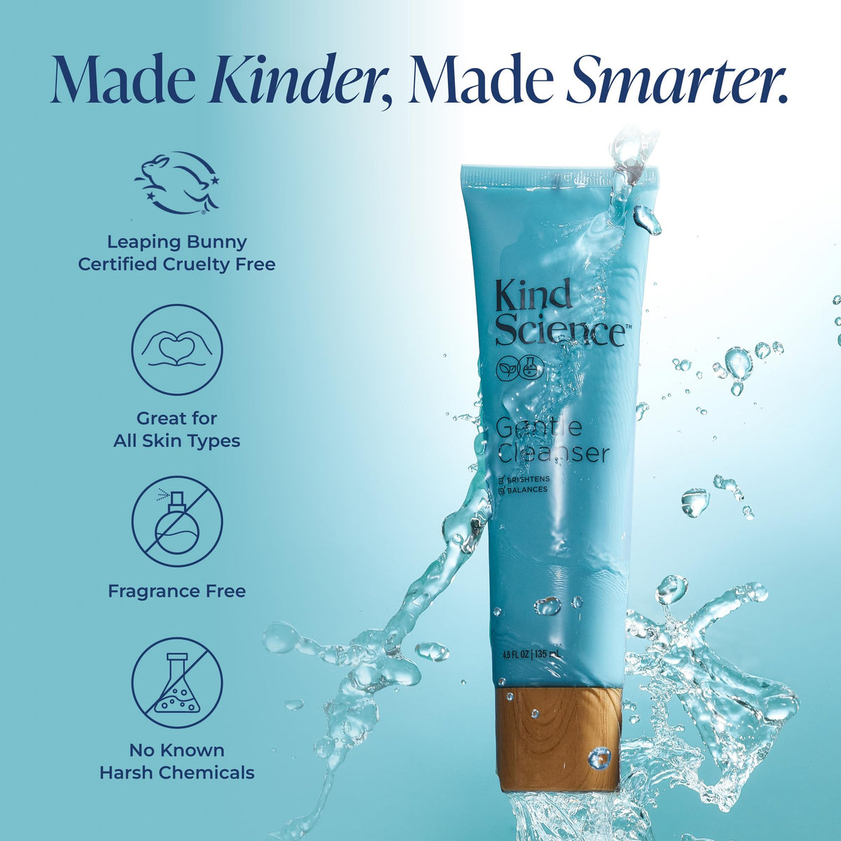 Kind Science 4.5 fl oz bottle next to everyday items showing scale