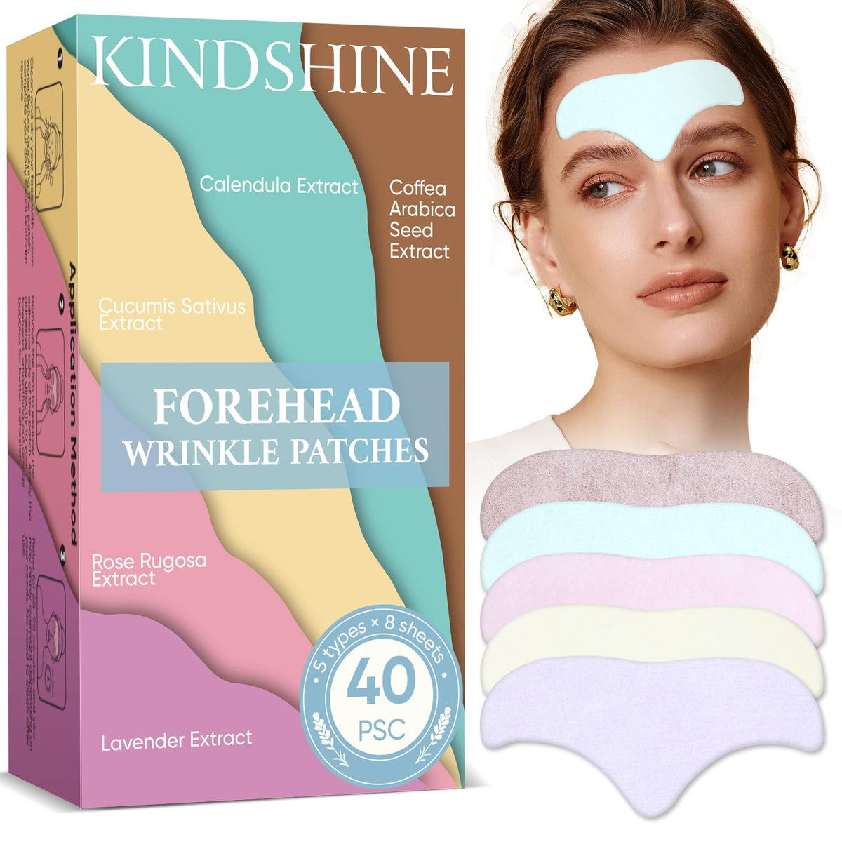 kindshine front packaging showing 40-piece patch set and ingredient icons