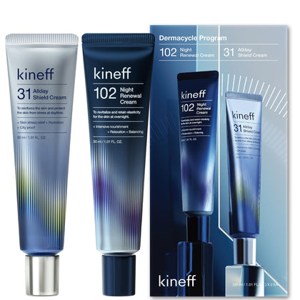 Kineff Dermacycle front packaging showing both day and night jars for routine convenience