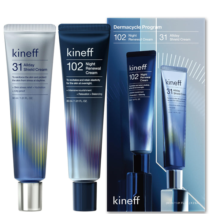 Kineff Dermacycle front packaging showing both day and night jars for routine convenience