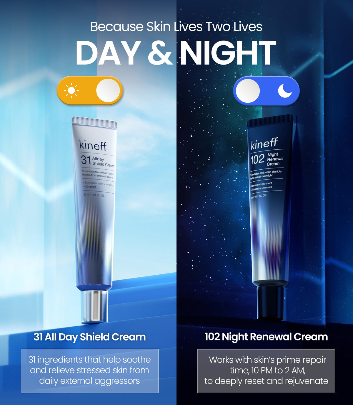 Kineff night cream rich texture detail showing creamy finish for overnight nourishment