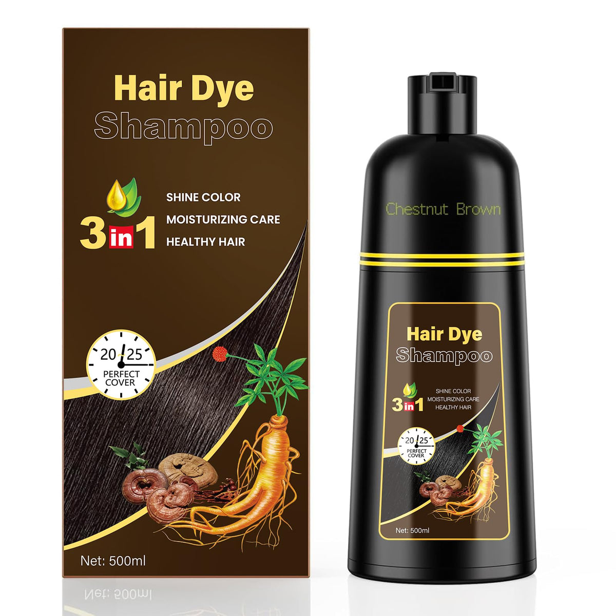 KINGMING chestnut brown bottle front showing label and benefits