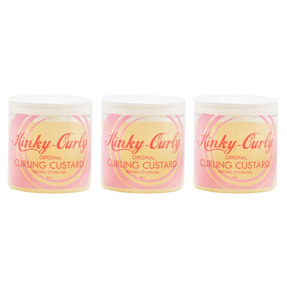 Kinky Curly front packaging showing three 8oz jars for value