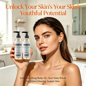 KINOWJI lifestyle bathroom shelf showing daily post-shower hydration routine