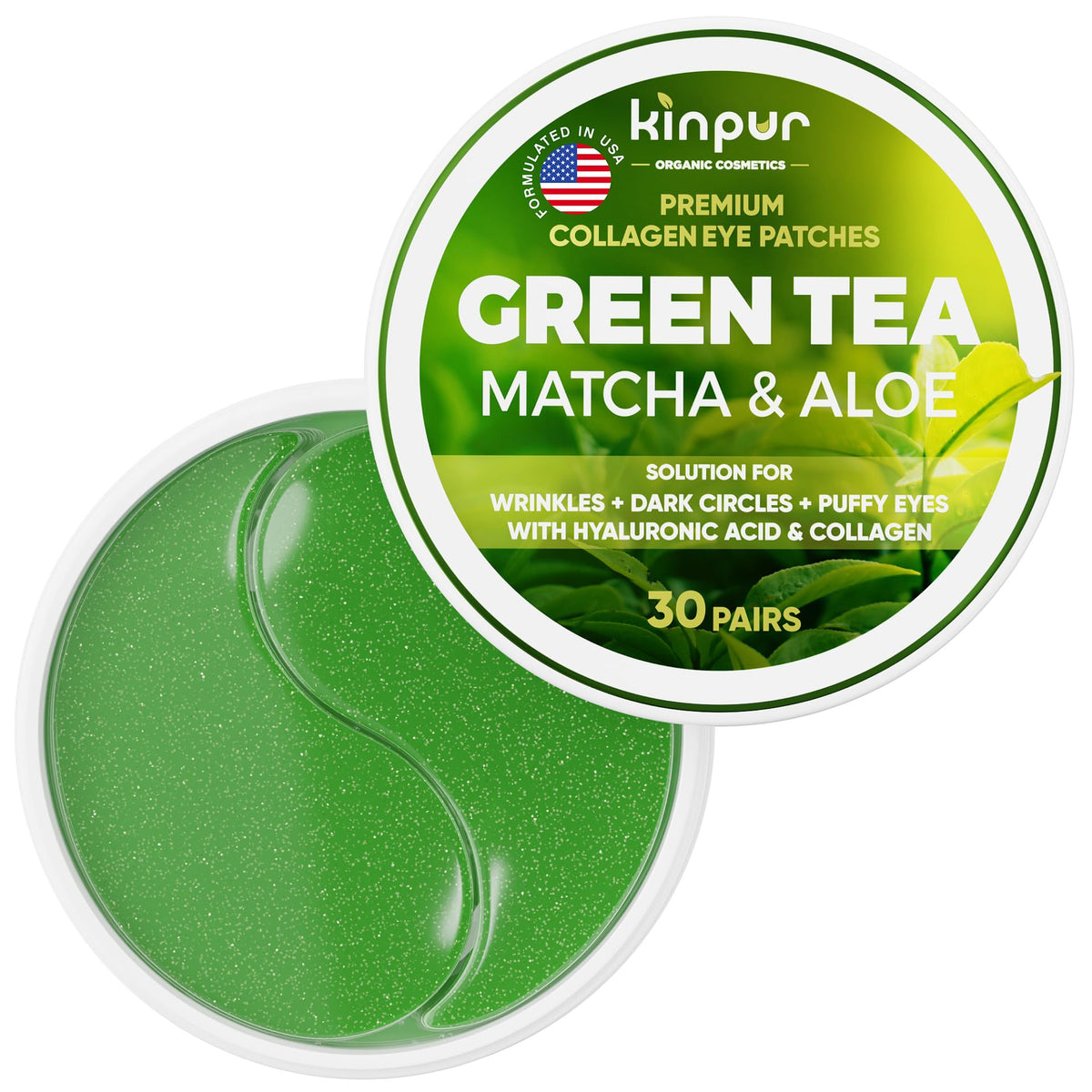 KINPUR front packaging showing matcha and aloe benefits