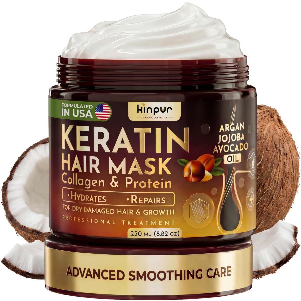 KINPUR front packaging showing product and benefit of deep conditioning