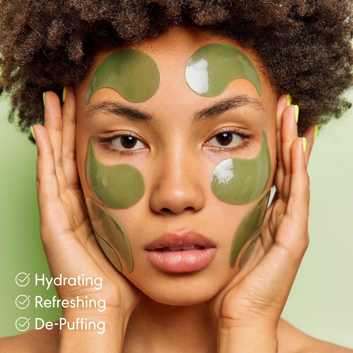 KINPUR open jar with neatly arranged green hydrogel patches