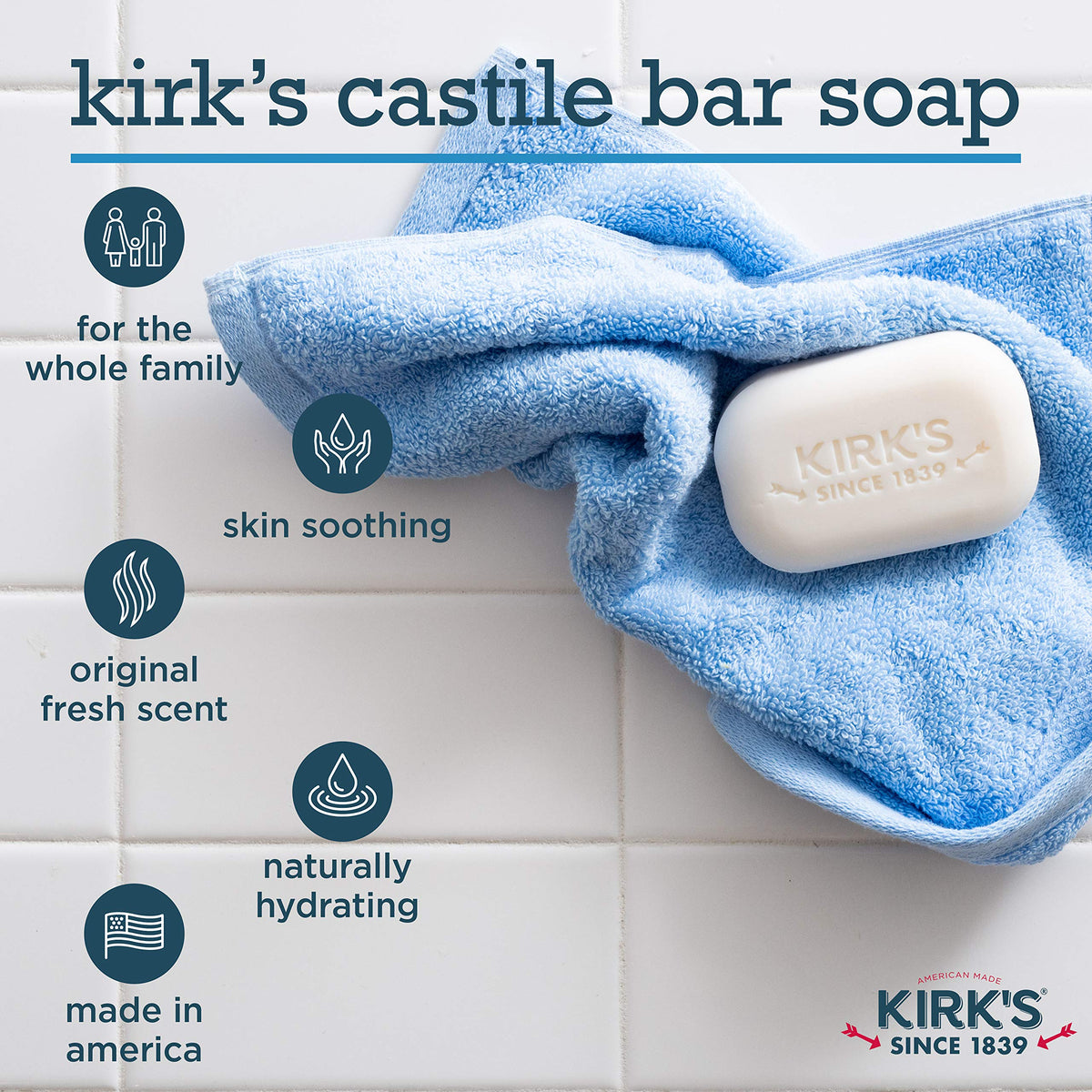 Kirk's close-up of bar texture highlighting gentle lather benefit