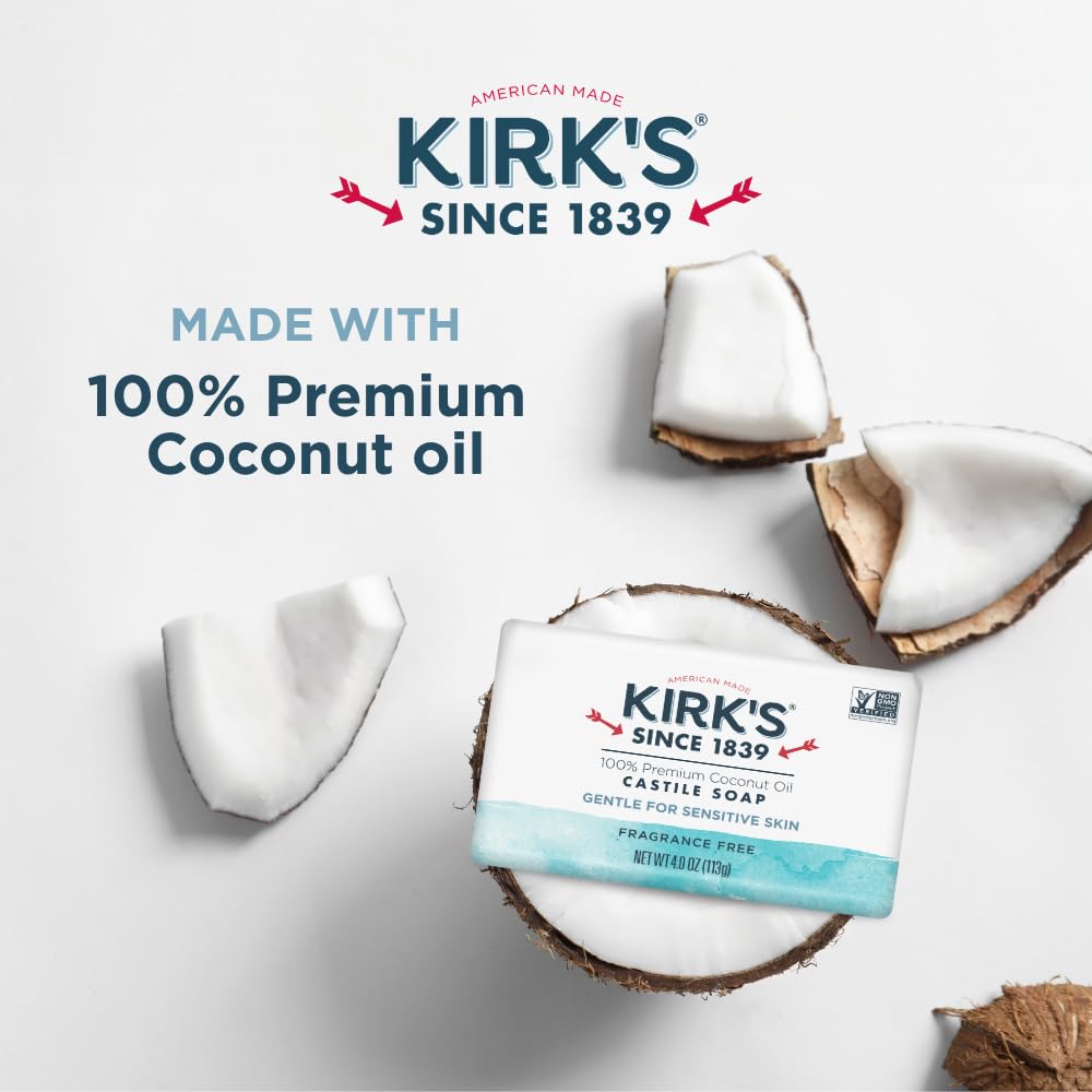 Kirk's bar lather close-up showing creamy foam and mild cleansing action