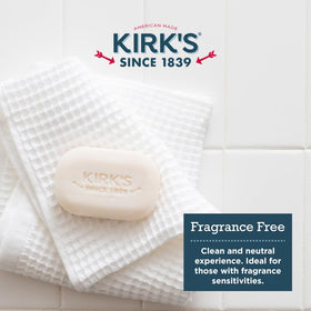 Kirk's bar held in hand illustrating 4 oz size and easy handling for travel