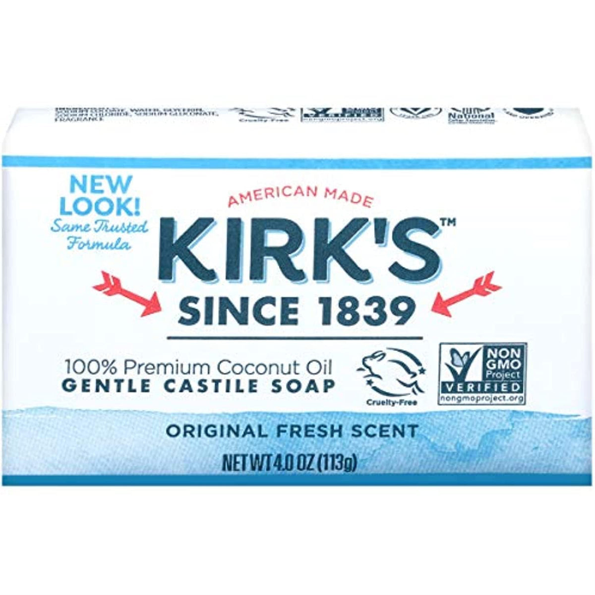 Kirk's castile on bathroom shelf with plants showing natural, minimalist lifestyle