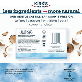 Kirk's castile soap on dish in bathroom illustrating tidy storage and drainage