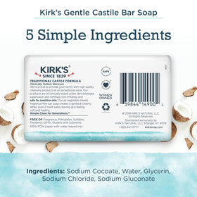 Kirk's single 4 oz bar held in hand for travel-ready convenience