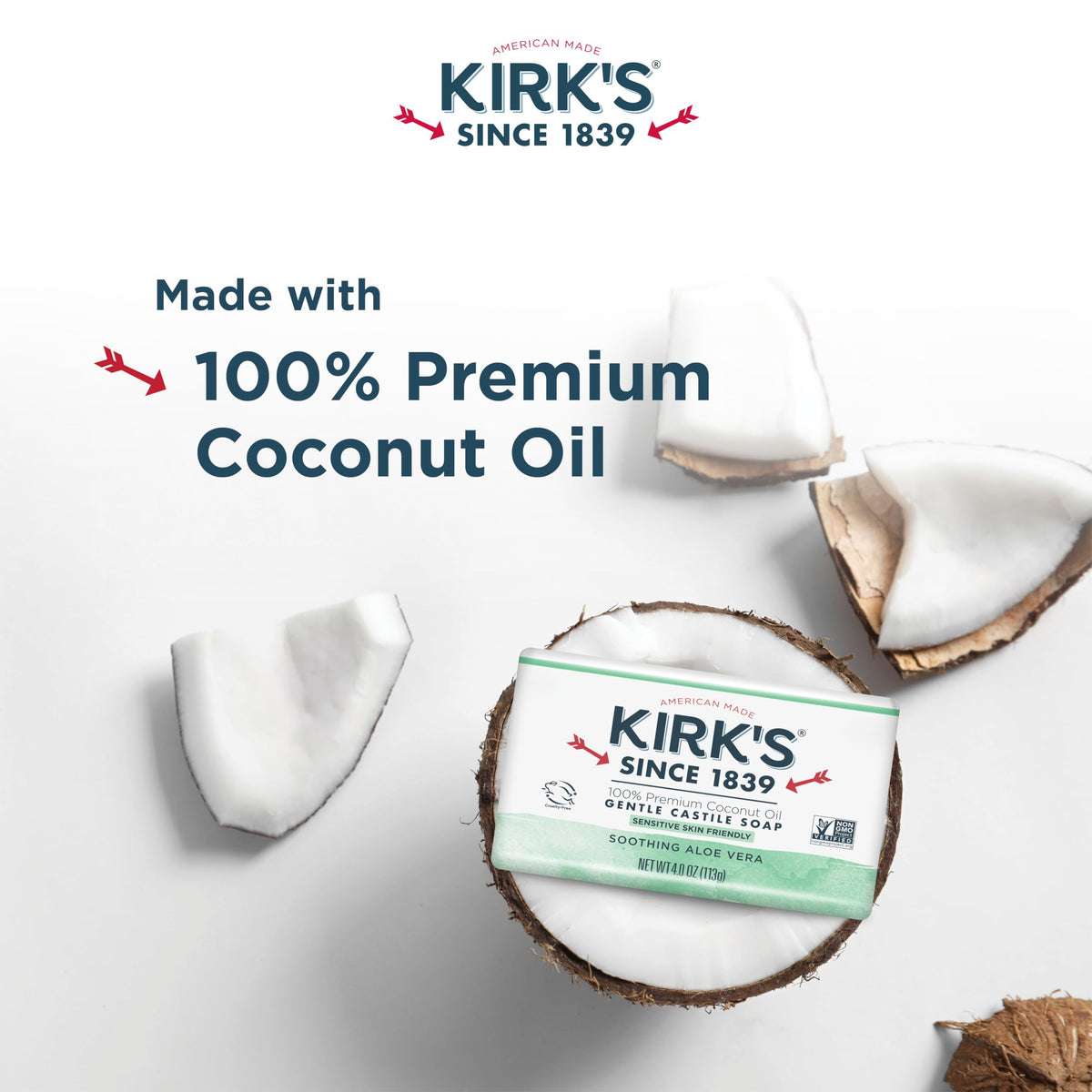 Kirk's texture lather detail showing rich foam for effective, gentle cleansing