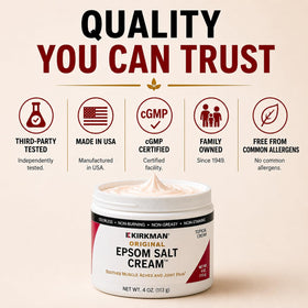 Kirkman close-up of ingredient list highlighting gluten-free and casein-free reassurance