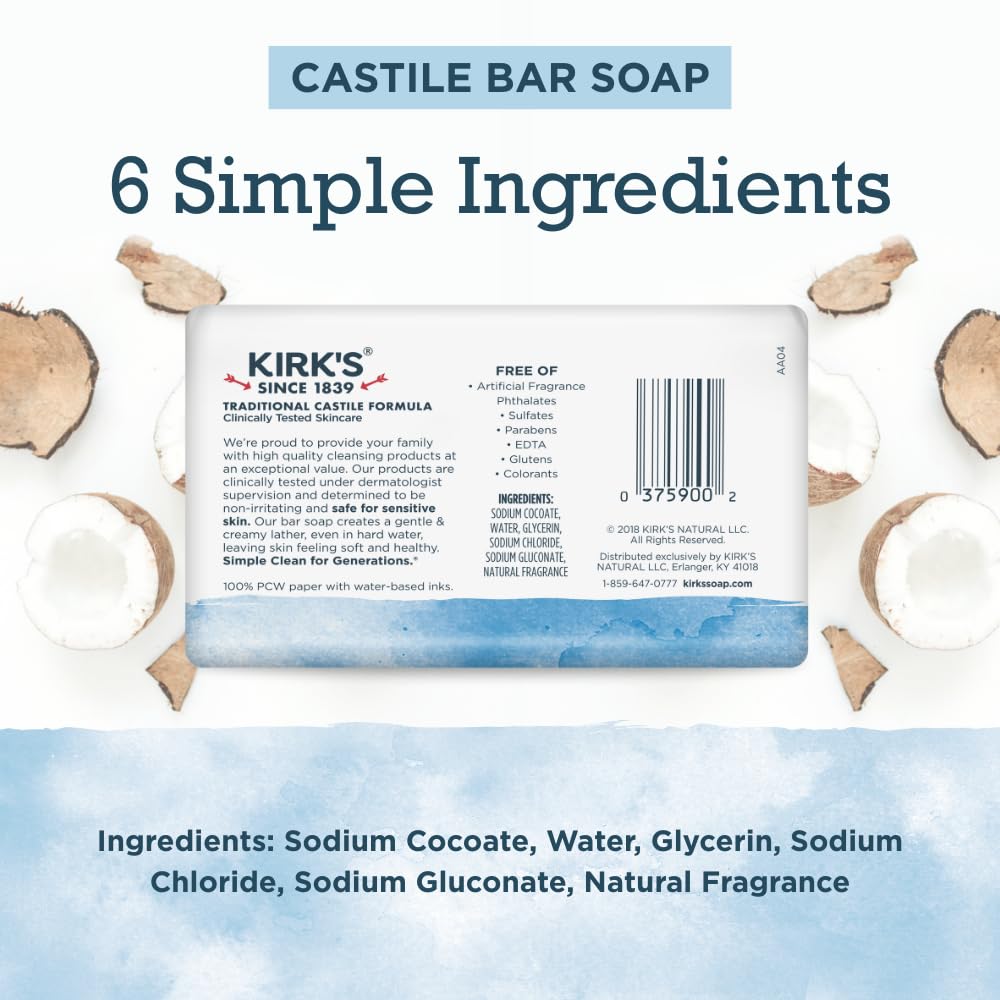 Kirk's close-up of bar texture highlighting smooth coconut-oil formulation benefits