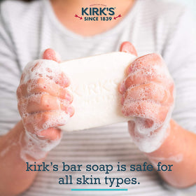 Kirk's label detail showing original coco castile and hypoallergenic benefit