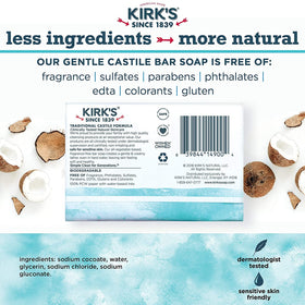 Kirk's bar creating rich lather in hand for easy rinsing benefit