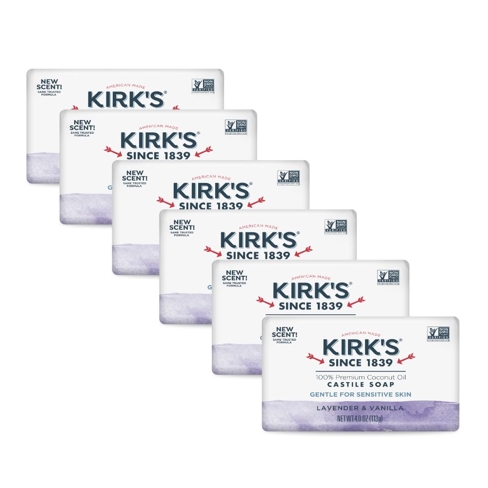 Kirk's front packaging showing lavender vanilla scent and gentle formula