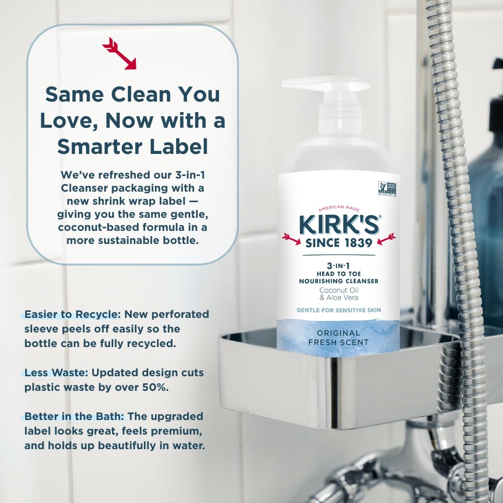 Kirk's family using product in shower demonstrating gentle cleansing