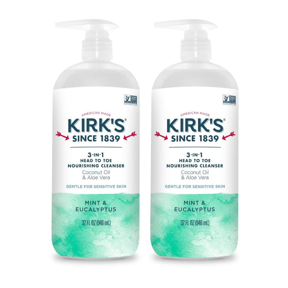 Kirk's front packaging 32oz pump showing label and benefits