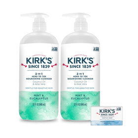 Kirk's front packaging 32oz pump shows product and clear labeling for convenience