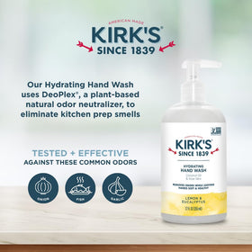 Kirk's hands washing in kitchen removing cooking odors and improving cleanliness