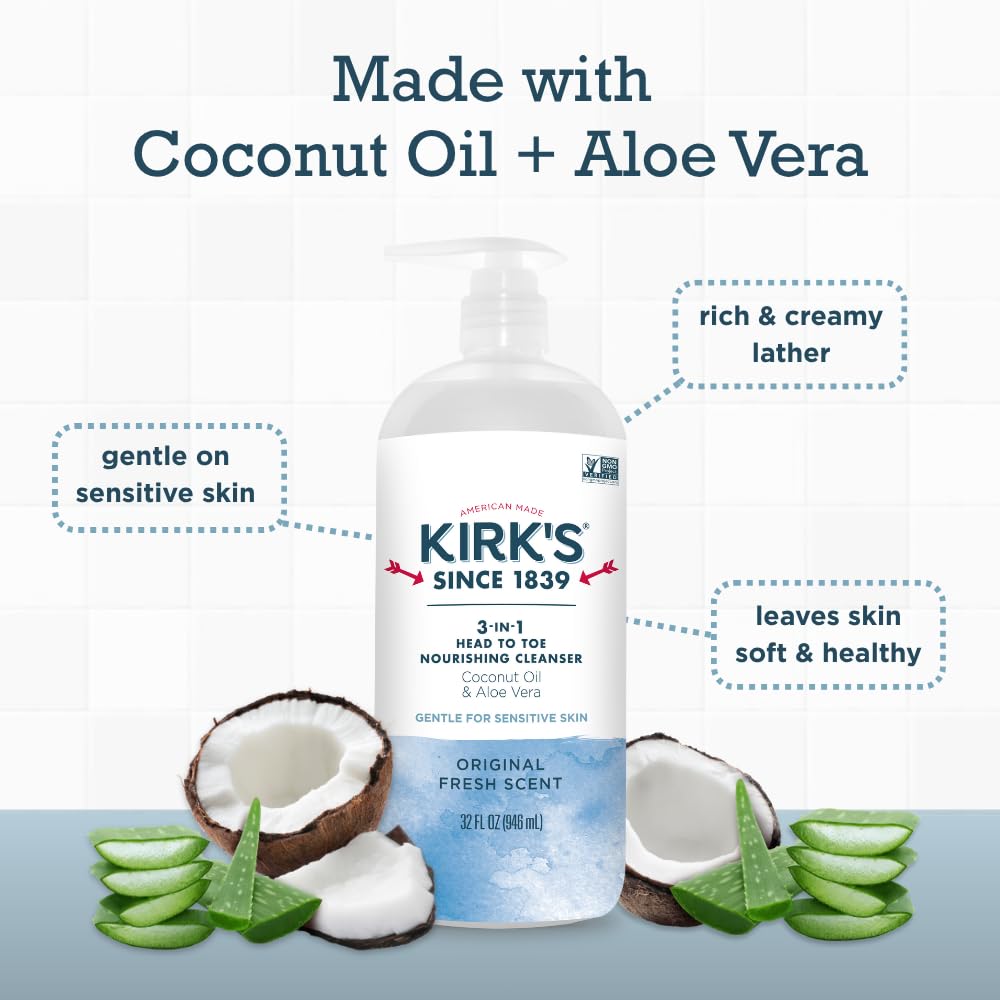 Kirk's creamy coconut lather closeup showing gentle yet effective cleansing