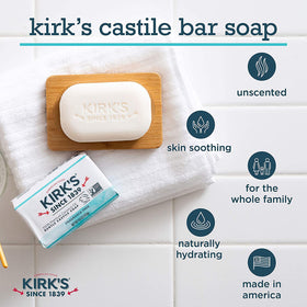 Kirk's single bar close-up highlighting smooth texture and gentle cleansing