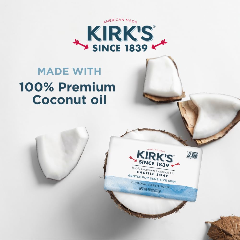 Kirk's fragrance-free travel bar in toiletry bag for convenient portable cleansing