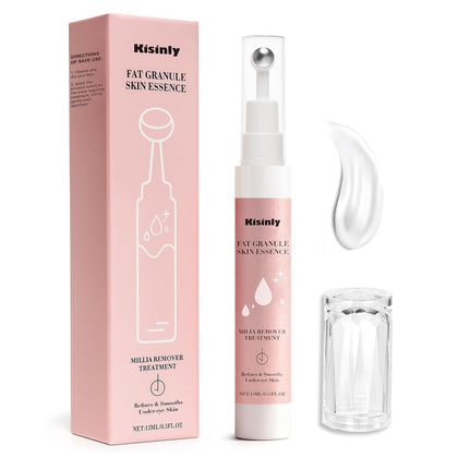Kisinly front packaging showing product and benefit of targeted milia treatment
