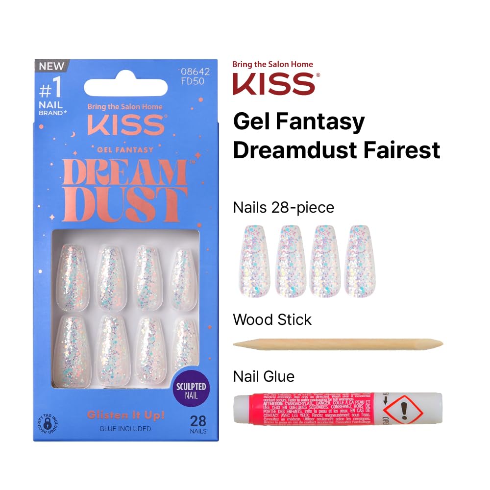 KISS Dreamdust nails in-hand during application showing simple glue-on benefit