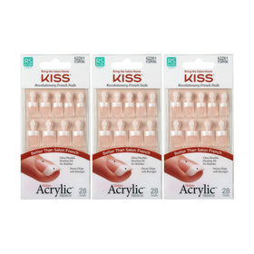 KISS front packaging showing three short French acrylic kits and quick-apply benefit