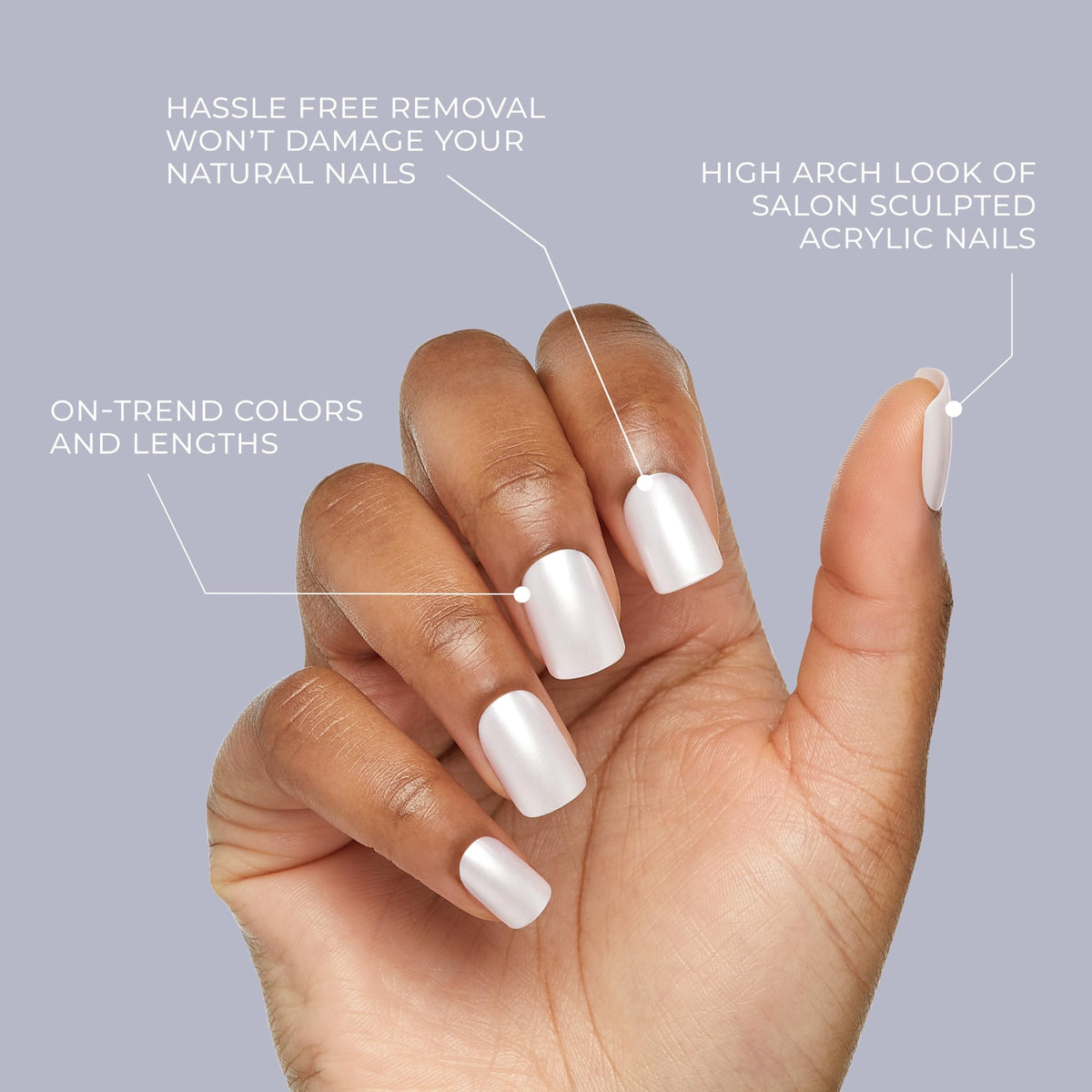 KISS Gel Fantasy fitted nail on hand demonstrating natural fit and immediate polished look