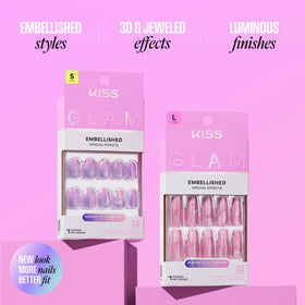 KISS hand applying press-on nail for quick salon look