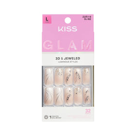 KISS Glam front packaging showing full 32-piece kit and included tools