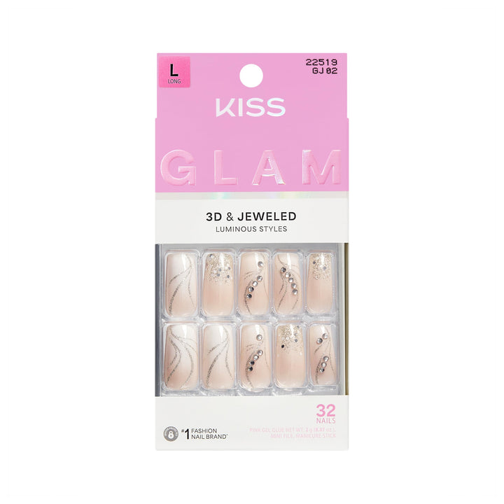 KISS Glam front packaging showing full 32-piece kit and included tools